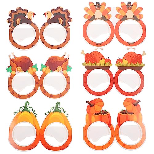 Cabilock 12 Stück Teiliges Papierbrillen Thanksgiving Party Fotorequisiten Leichte Komfortable Fotoaccessoires für Erntedankfest Familienfeiern und Kostümpartys von Cabilock