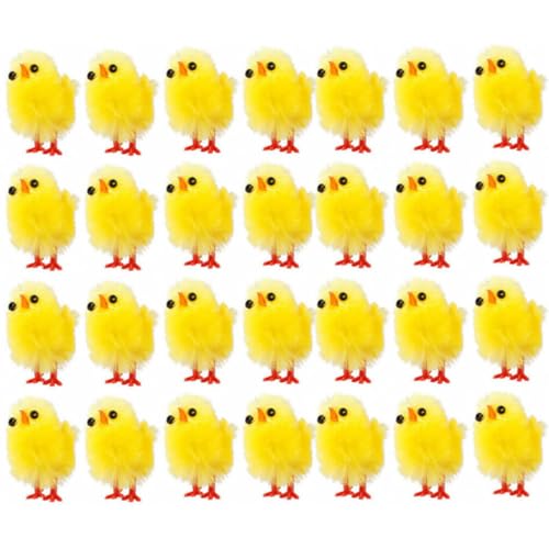 Cabilock 120 Stück Mini-Osterküken Aus Kunststoff Plüsch-Hühnerfiguren Figuren Kuchendeckel Nutztierstatuen Tischdekorationen Für Kinder -Partygeschenke 3 cm von Cabilock