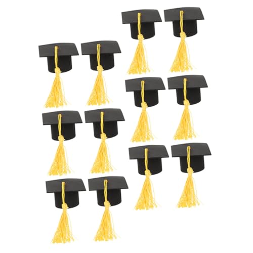 Cabilock 12St Gradverzierung abschlussgeschenk party sachen 1 Kuchen Kappendekorationen für den Abschluss dekorative Cupcakes schmücken Abschluss-Cupcake-Topper Papier Yellow von Cabilock