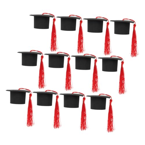 Cabilock 12St grad cap kuchendeckel abschlussfeier graduation cap paper tig Party-Tischdekoration tortendekoration Cocktail Girlande Aufkleber Kuchen liefert Mini -Abschlusskappe Papier rot von Cabilock
