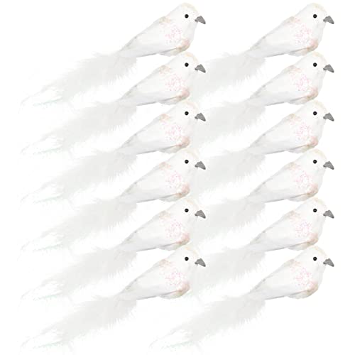 Cabilock 12St liebeskranker Vogel Aquarium Bausatz künstlich Ente Tiere gartenfigur gartendekoration gartendekofiguren dekovögel Vogel- kleine Spatzenverzierung Schaum Weiß von Cabilock