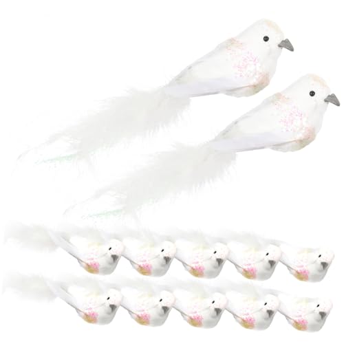 Cabilock 12St liebeskranker Vogel Taube Bausatz Tank Ente gartenfigur gartendekoration Vogelsimulation dekovögel gartendekofiguren kleine Spatzenverzierung Vogel- Feder Weiß von Cabilock