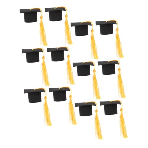 Cabilock 12st Abschlusstorte Ornament Schwimmbad Stift Kuchendeckel Der Klasse 2023 Ornamente Braut- Quaste Krone Fondant Abschlusskappen Für Haustiere Party Spitze Grad Yellow Papier von Cabilock