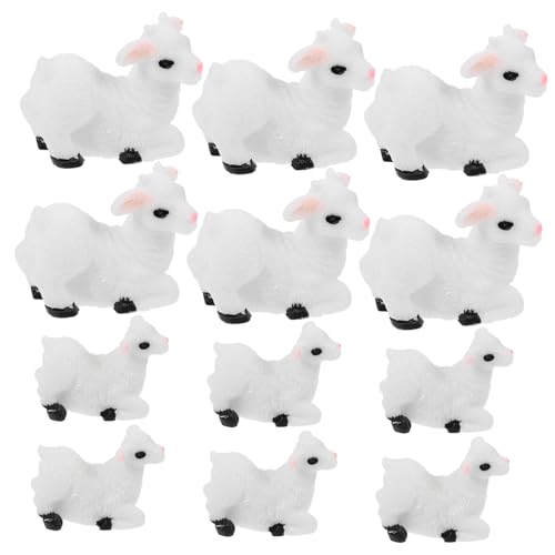 Cabilock 12st Harzlamm Nutztiere Tierfarm Tierspielzeug Ziege Bauernspielzeug Mini- Schaf Bürotischdekoration Kleines Tierdekor Figuren Wohnkultur Wohnzimmerdekor Rasenstatuen von Cabilock