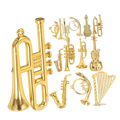 Cabilock 14St -Saxophonmodell Mini-Trompete Weihnachtsbaumdekoration Weihnachtsdekoration Christbaumschmuck Ornamente-Quiz Kleiner Instrumentensatz Miniaturen für Weihnachten Acryl von Cabilock
