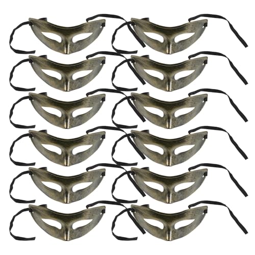 Cabilock 15 Stück Damen Augenmaske Halbmaske Für Damen Halloween Maske Für Herren Ballmaske Abschlussballmaske Kunststoff Maskenball Halbmasken Maske Für Maskerade Golden von Cabilock