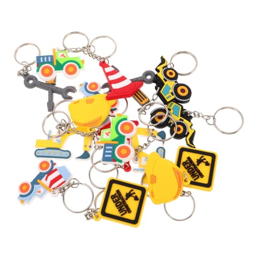 Cabilock 16 Stück Teiliges PVC Baustellen-schlüsselanhänger Robuste Traktor- Bagger Bulldozer-anhänger als Geburtstags-partygeschenke für Leichte Langlebige Schlüsselringe und von Cabilock