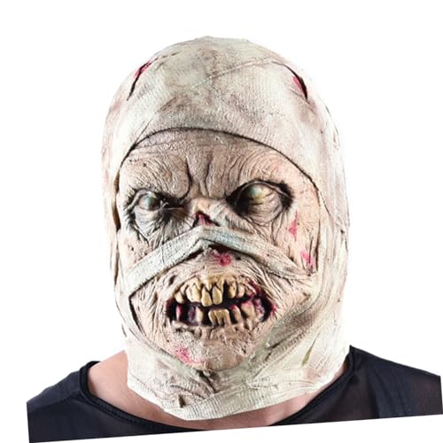 Cabilock 1Stk verdammter Zombie beängstigend voller Kopf Latex-Horror Halloween-Geist-Schädel Grusel halloween geschenke halloween assecoires Maske Universal- schmücken von Cabilock