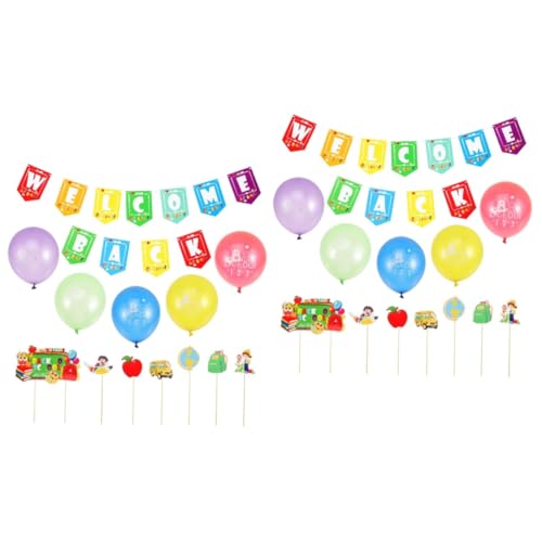 Cabilock 2 Sätze Partydekoration Luftballons balloons Kuchendekorationen Cupcake-Dekoration tortendeko einschulung Ornament Dekorationen für den Schulanfang Willkommen Partyzubehör von Cabilock