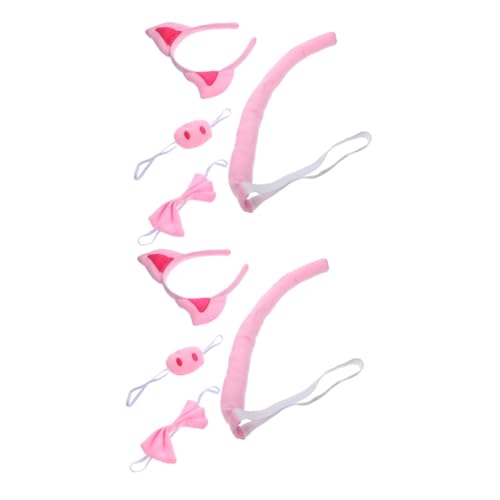 Cabilock 2 Sätze Schwein Kostüm Zubehör für Mädchen Leichtes Pig Ears Headband Schweineschwanz Schleife Tier Cosplay Accessoires für Halloween Geburtstag Karneval Partyspaß von Cabilock