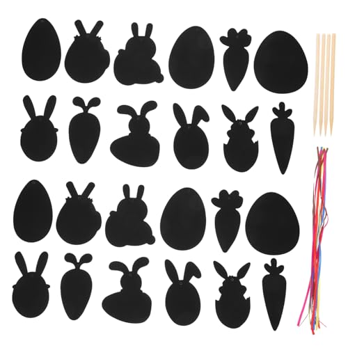 Cabilock 2 Sätze Scratch-Party-Dekoration Kratzwerkzeuge Holz Ei in Form eines Hasenkükens kinderbeschäftigung Kinder bastelset Malpapier zerkratzen Kinderkratzpapier empfindlich Pack von Cabilock