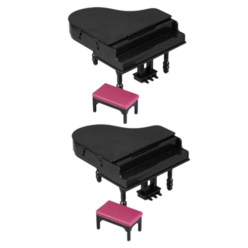 Cabilock 2 Sätze Teiliges Puppenhaus Grand Piano mit Bank Musikinstrumente für Dekoration und Reisen Detailreiche Handwerkskunst Tragbar und Leicht Sammlerstück von Cabilock