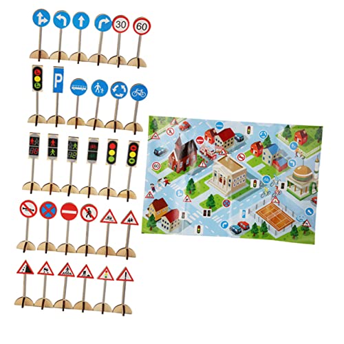 2 Sätze Verkehrszeichen Spielzeug Kinderspielzeug verkehrsschilder Kinder Autospielzeug für Kleinkinder Auto-Embleme Modelle Spielzeuge Spielzeug für kognitive Spiele Puzzle von Cabilock