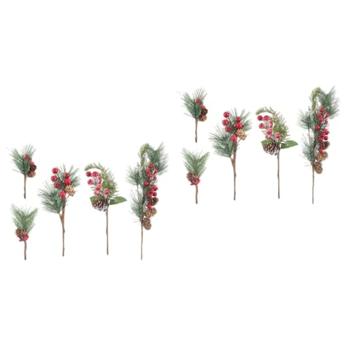 Cabilock 2 Sätze weihnachtsdeko winterdeko naturdeko Tischdekoration für Weihnachtsfeiern rote Ornamente links blumengirlande künstliches Beerendekor künstliche Tannenzapfen-Picks Weich-PVC von Cabilock
