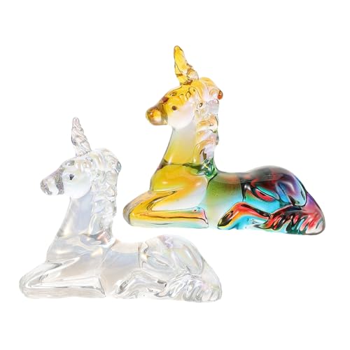 Cabilock 2stücke Einhorn-kristallfiguren Als Tierskulptur Für Tischdekoration Kristallmaterial Für Büro Oder Schlafzimmer-Dekoration von Cabilock