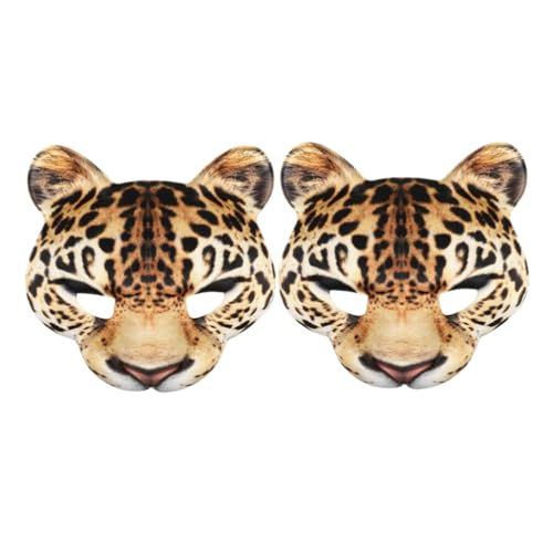 Cabilock 2 Stück Halloween-Leopardenmasken Halbmaske Cosplay Tiermaske Realistische Eva-Partymaske Für Halloween-Cosplay-Kostümzubehör von Cabilock