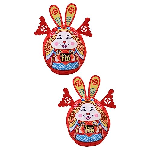 Cabilock 2St Jahr des Kaninchen-Plüschtiers Chinese New Year chinesisch neujahr Spielzeug Hasenjahr-Maskottchen-Puppe Jahr der Hasenpuppen Schreibtisch Baby Neujahrsvorräte schmücken von Cabilock