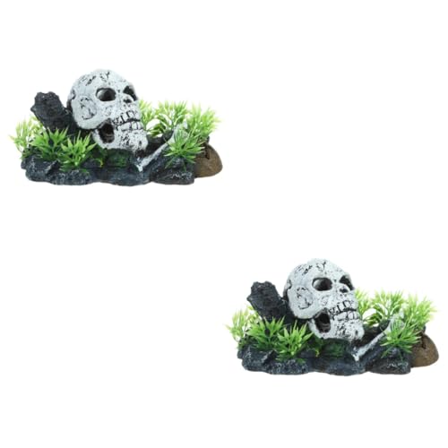 Cabilock 2 Stück Realistischer Skull Resin für Fischbehälter für Mittelgroße und Große Aquarien Sorgt für Unterhaltung und Versteckmöglichkeiten für Ihre Fische von Cabilock