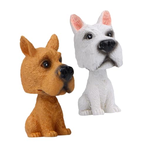 Cabilock 2 Stück Wackelkopf Hund Auto Dekoration Handgefertigt Niedliche Schneeschnautzer Figuren Für Armaturenbrett Auto Innenraum Verschönerung Kreative Fahrzeug Accessoires Geschenkidee von Cabilock