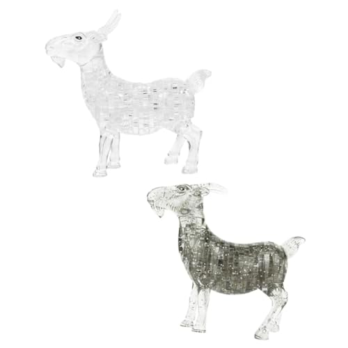 Cabilock 2 Stück Ziegenfigur Puzzle Tierornament für Wohn und Bürodekoration Transparentes Design Einzigartiges für Stilvolle Heimdekoration Lebendige Modellierung von Cabilock