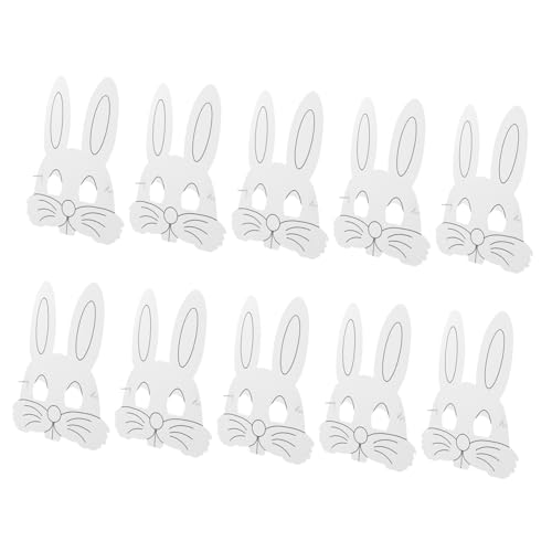 Cabilock 20 Stück Papierbastelmasken Weiße Masken Bemalbare Partymasken Bemalbare Partymasken Partypapiermasken Leere Papiermasken Kindermasken Osterhasenmasken Bastelmasken von Cabilock