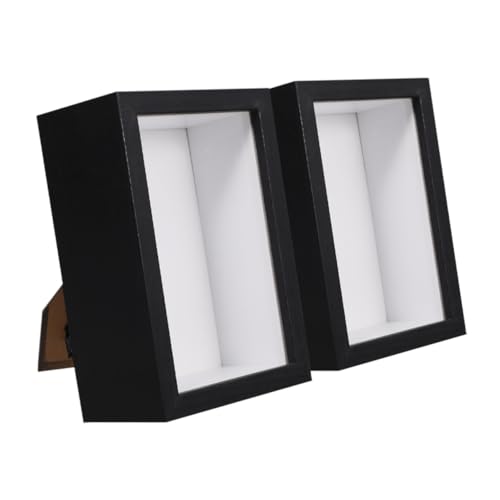 Cabilock 2Er-Box Fotorahmen anzeigen holzrahmen Muster Schautafel Trockenblumenrahmen aus Holz Trockenblume Holzhülle Memory-Rahmen aus Holz Trockenblumen-Präsentationsrahmen hölzern Black von Cabilock
