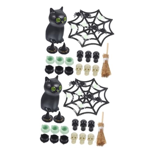 Cabilock 2Sätze Halloween Miniaturornamente Hexenhüte Und Kessel Für Puppenhaus Dekoration Für Halloween Partys Kreative Gartendekoration Und DIY Projekte von Cabilock