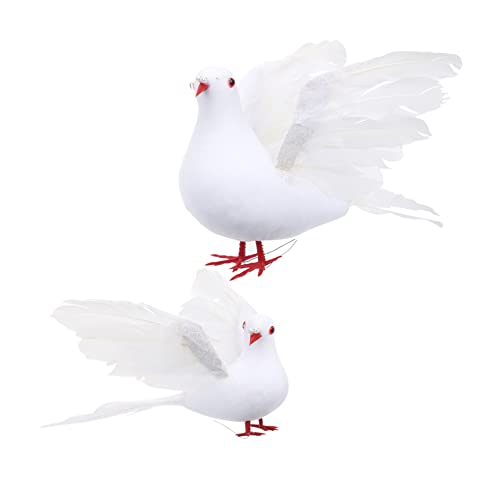 Cabilock 2St Dekoration schaufensterpuppe weiße tauben gartenaccessoires gartendekofiguren Vogelstatue Fälschung Hühnerspielzeug Ente Gartenvogelfigur gefälschte Tauben Feder Schaum von Cabilock
