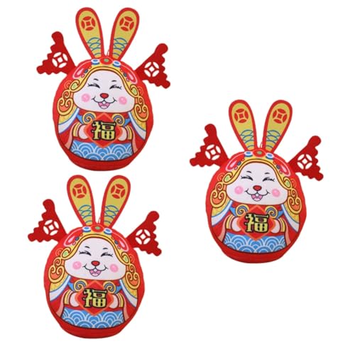 Cabilock 3St Jahr des Kaninchen-Plüschtiers Chinese New Year chinesisch neujahr Spielzeuge Schönes Hasen-Stofftier Hase gefülltes Maskottchen-Spielzeug klein Baby Geschenk Puppe schmücken von Cabilock