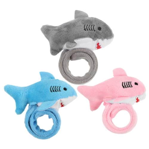Cabilock 3 Stück Plüsch Hai Slap Armbänder für Kuscheltiere Partygeschenke Schulsiegerehrung Blau Tierische Slap Ringe für Unvergesslichen Spaß von Cabilock