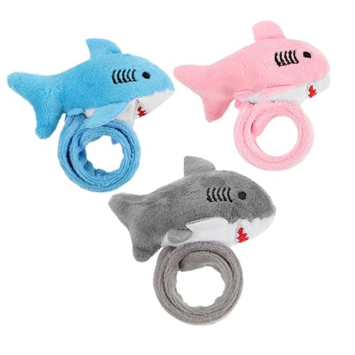 Cabilock 3 Stück Plüsch Slap Armbänder Niedliche Hai Handgelenkbänder für Partygeschenke Blau Rosa Tierisches Slap Band Sicher und Langlebig von Cabilock