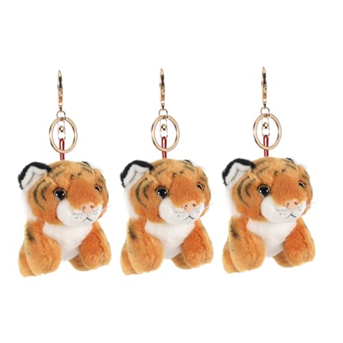 Cabilock 3stücke Stofftier Tiger Süßer Tiger-schlüsselanhänger Aus Weichem Plüsch Passend Für Schlüssel Taschen Oder Rucksäcke Partygeschenk Mit Wildtiermotiv von Cabilock