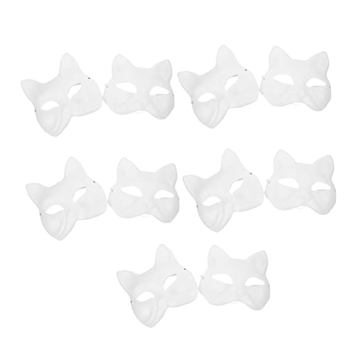 Cabilock 30 Stk Fuchs-Zellstoff-Maske Cosplay-Outfits Cosplay-Maske Kleidung für Männer Kostüme selber machen DIY-Malmaske Tier gemalt Zubehör bilden Fräulein Papier Weiß von Cabilock