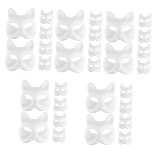 Cabilock 30 Stk handbemalte Maske Halloween-Maske Maskerade-Party-Maske leere Masken für Frauen Cosplay schmücken Gesichtsmaske Zellstoff Kind Requisiten Papier Weiß von Cabilock