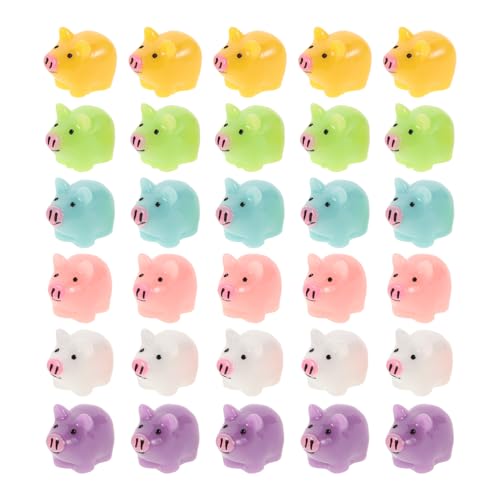 Cabilock 30 Stück Miniatur Schwein Figuren Farbige Resin Tiere für Mikrolandschaften Tischdekoration und Garten Handgefertigte Kleine Schweinchen für DIY Projekte und Puppenhäuser von Cabilock