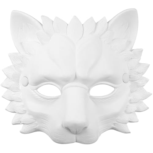Cabilock 3D-Löwen-Maske, Tier-Halbmaske für Halloween-Maskerade, Neuheit, Cosplay-Kostüm-Requisite für Halloween-Partyzubehör, Weiss/opulenter Garten, 23X20X2CM von Cabilock