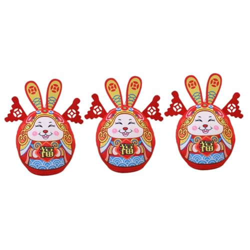 Cabilock 3St Jahr des Kaninchen-Plüschtiers Plüschpuppe Tierkreiszeichen Plüsch Chinese New Year chinesisch neujahr Spielzeuge Kaninchen-Maskottchen-Puppe entzückendes Häschendekor klein von Cabilock