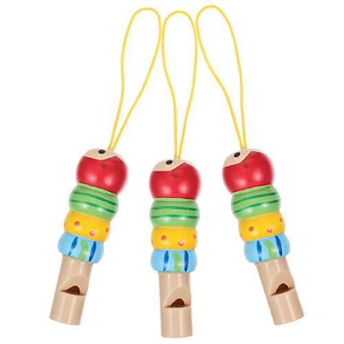 Cabilock 3pcs Hölzerne Kinder Pfeife Tragbares Kleines Whistle Spielzeug Musikinstrument Spielzeugholz Kleinkinder Pfeife von Cabilock