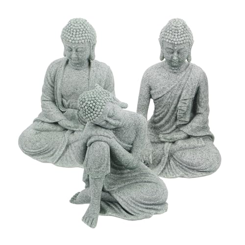 Cabilock Buddha-statuen Aus Sandstein – Zen- Für Zuhause Büro Garten Meditationsraum Japanischer Stil von Cabilock