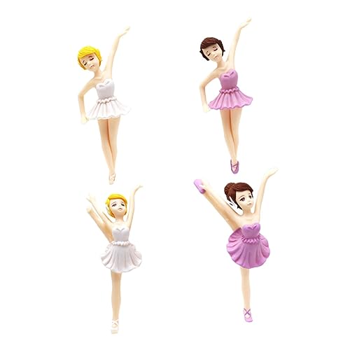 Cabilock 4 Stück Ballerina Cake Toppers Niedliche Dekoration für Geburtstagskuchen Backen Party Layout Weiß Umweltfreundliche und Kreative Backverzierung für Kinderfeiern von Cabilock