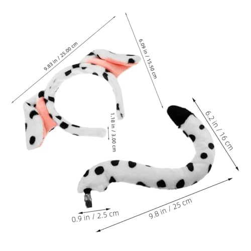 Cabilock 4 Stück Dalmatiner Ohren Stirnband und Set Teilig Weiches Hunde Kostüm Zubehör für Mädchen und Erwachsene Bequemes Faschingskostüm für Halloween Geburtstagsfeier Cosplay und Party von Cabilock