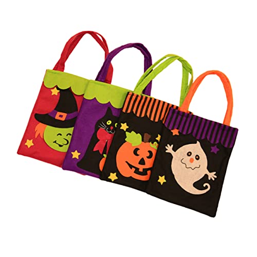 Cabilock 4 Stück Halloween Non Woven Handtaschen für Süßigkeiten und Snacks Vielseitige Geschenktaschen mit Halloween für Feiern und Einkäufe von Cabilock