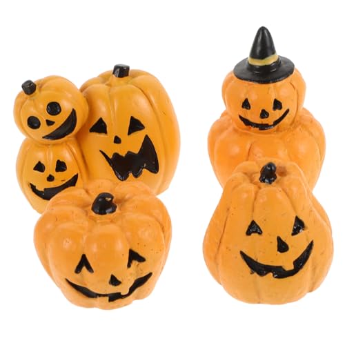 Cabilock 4 Stück Halloween Ornamente Miniaturfiguren Kürbis Miniatur Gruselige Gothic Raumdekoration Grimasse Mini Figur Gartenornamente Outdoor Streich Halloween Dekoration von Cabilock