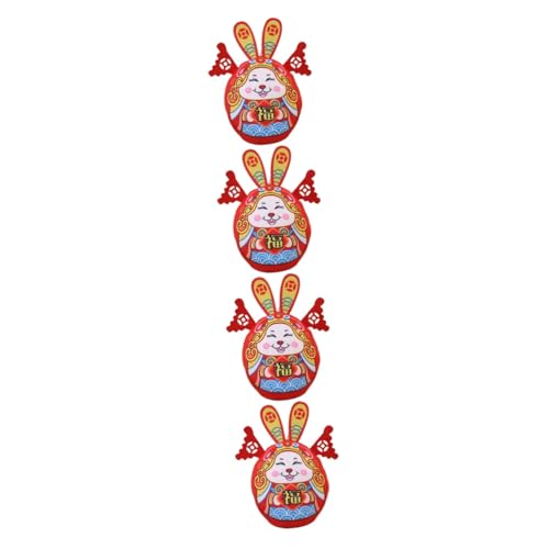 Cabilock 4 Stück Jahr des Kaninchen-plüschtiers Spielzeuge Entzückendes Häschendekor Schönes Kaninchenpuppenspielzeug Neujahrsvorräte Kaninchen-Maskottchen-Puppe Hase Pp Baumwolle Geschenk von Cabilock