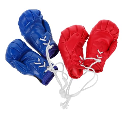 Cabilock 4 Stück Mini boxhandschuhe Miniatur Boxzubehör für Auto Spiegelanhänger Rot Blau Dekorative Boxing Toys für Puppenhaus Praktische Miniatur Boxhandschuhe Ornament Geschenkidee für von Cabilock