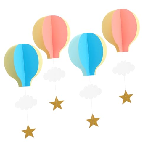 Cabilock 4 Stück Papier Heißluftballon Wolken Hängedeko Babyzimmer Fensterdeko Babyparty Valentinstag Hochzeit Feier Kinderzimmer Dekoration von Cabilock