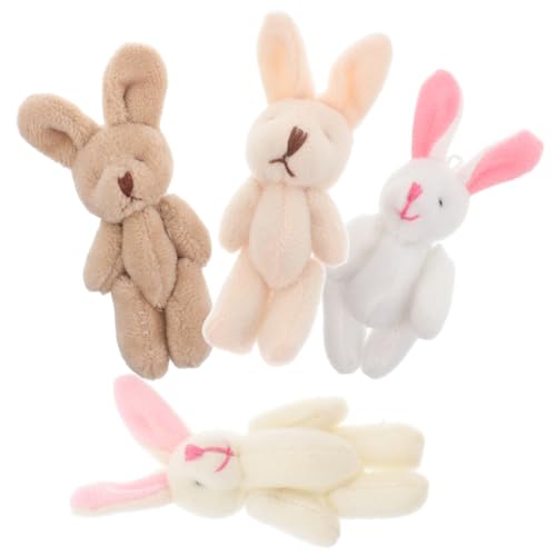 Cabilock 4 Stücke Plüsch Joint Bunny Puppen Tiny Bunny Ornamente Niedlichen Hase Stofftier Handwerk Machen Spielzeug von Cabilock