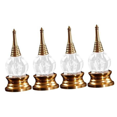 Cabilock 4 Stück Stupa-Ornamente Tempelturm-Statue Meditationsdekorationen Für Zimmer Opferturm Dekorationen Für Zu Hause Miniatur-sammlerstücke Heimdekorationen Acryl Kristall Tibet von Cabilock