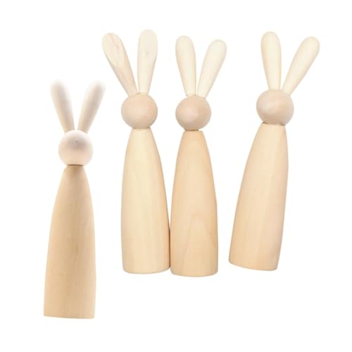 Cabilock 4 Stück Teiliges Diy Holz Osterhasen Bastelset Unvollendete Tischdekoration für Kinderaktivitäten zum Bemalen und Verschönern Ihrer Osterfeier von Cabilock