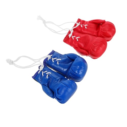 Cabilock 4 Stück Teiliges Mini Boxhandschuhe Anhänger Realistische Deko für Auto Innenspiegel Schlüsselanhänger und Puppenhaus Rot und Blau Boxing Party Dekoration von Cabilock